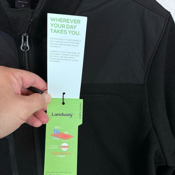 Landway Capitan Sweater-Knit Fleece Jacket Nylon Trim Black NWT Small Chest Logo - Picture 8 of 10